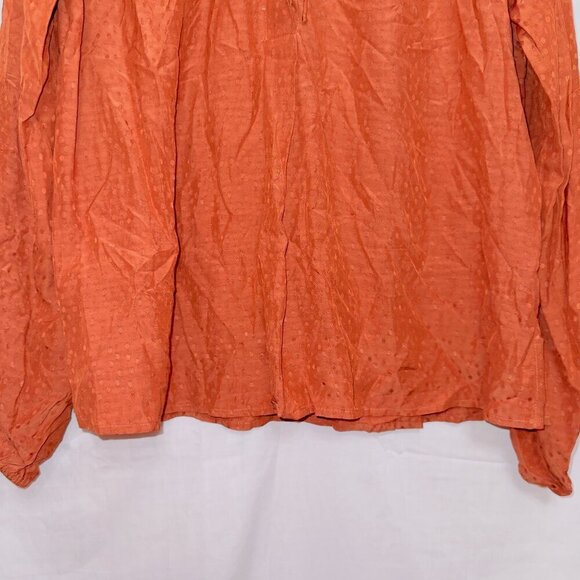 A New Day Orange Silky Long Sleeve Swiss Dot Pullover Boho Top size small - Picture 5 of 7